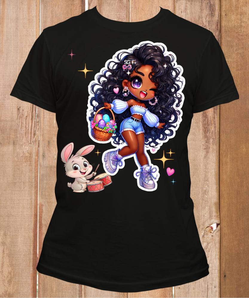 Cartoon Easter Girl Cute Bunny T-shirt